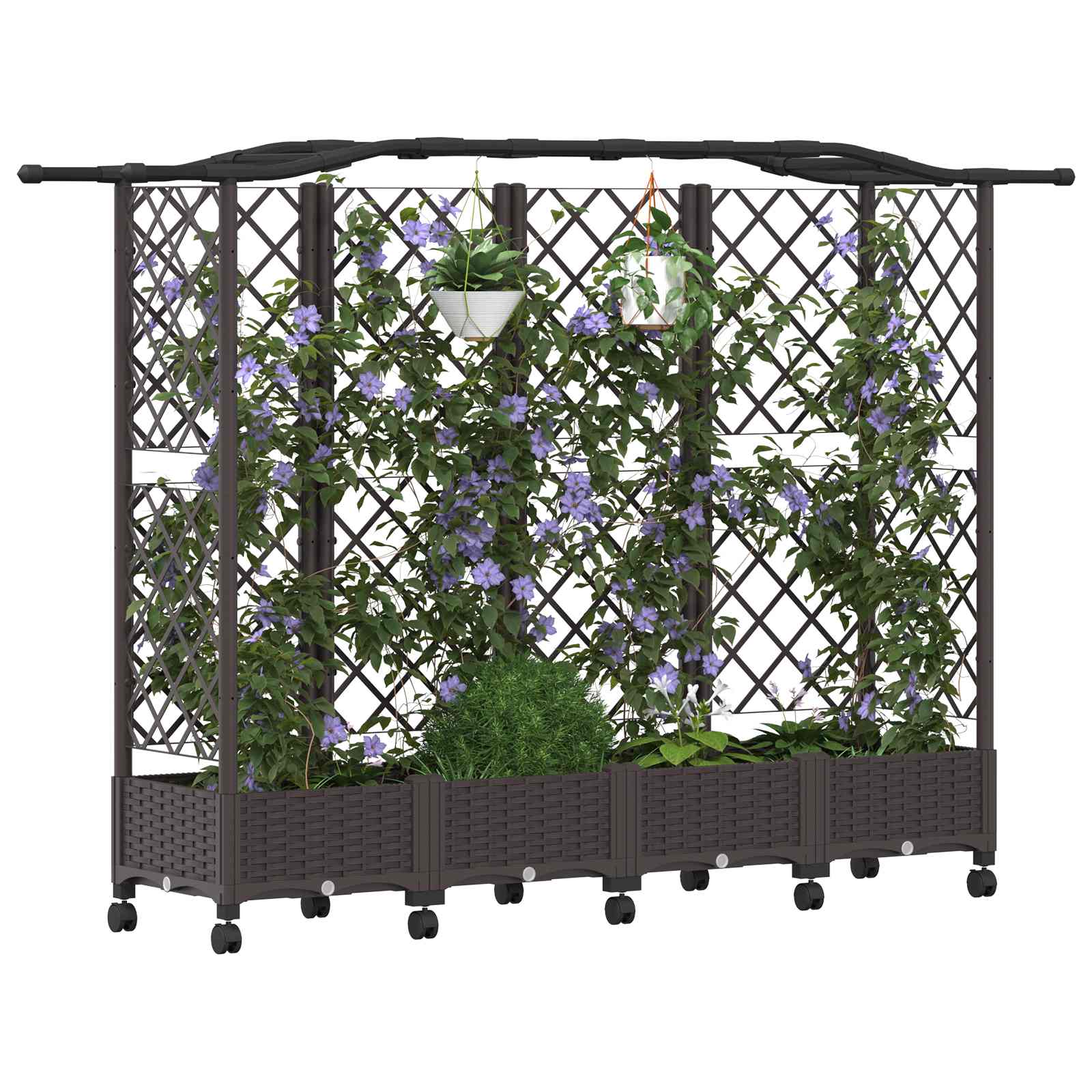 Hochbeet mit Rankgitter und Dach Braun 124 x 40 x 123 cm PP