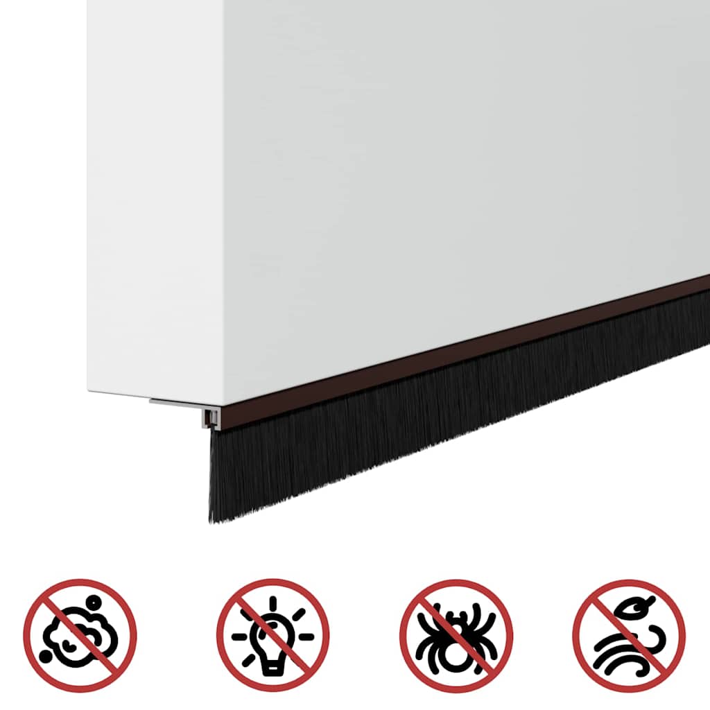 Selbstklebende Türbürstendichtungen 2 pcs Braun 100 cm