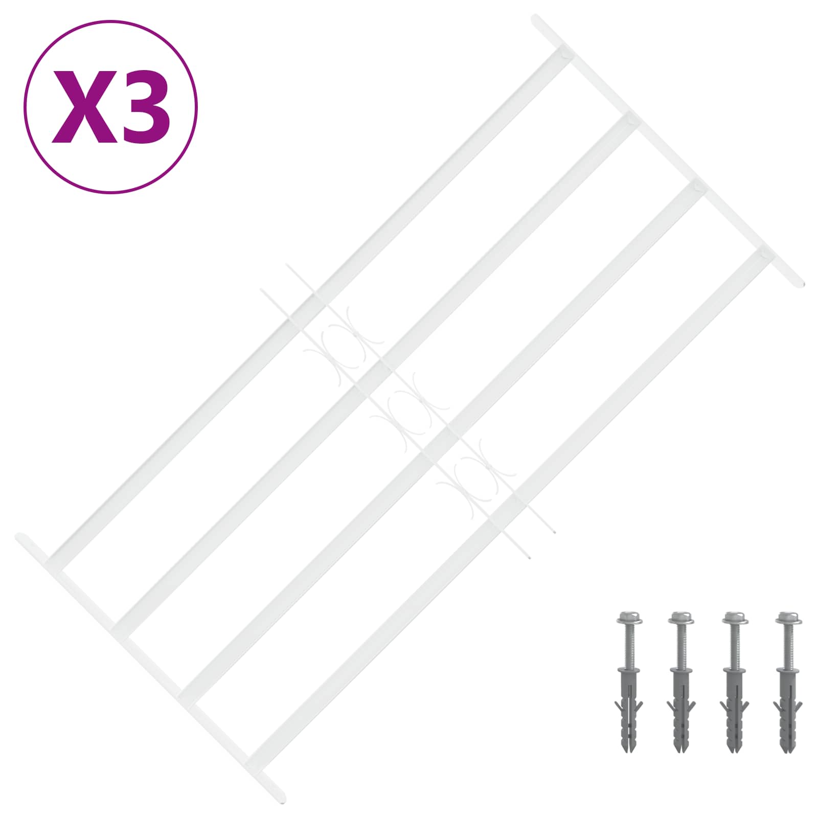 Sicherheitsgitter für Fenster mit 2 Querstangen 43-74 cm