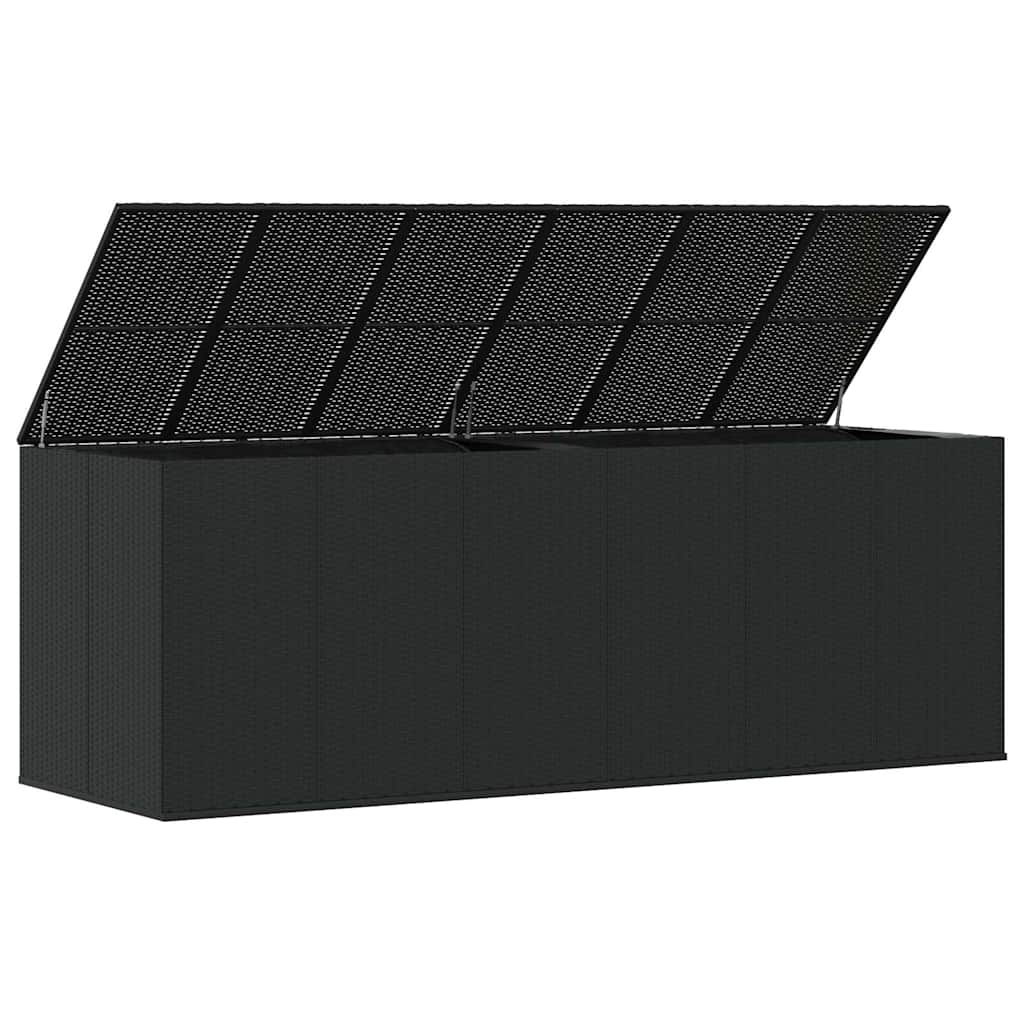 Garten-Kissenbox PE Rattan 100x49x103,5 cm Schwarz