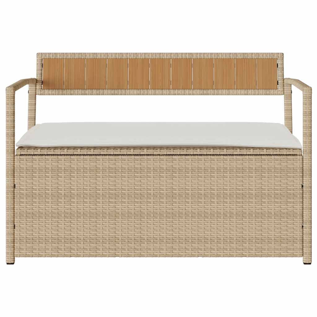Gartenbank mit Stauraum und Kissen Schwarz Poly Rattan