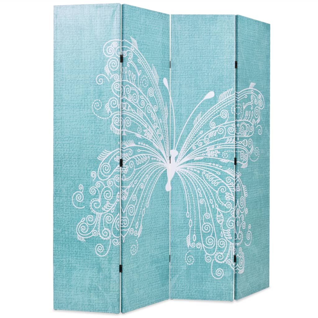 Raumteiler klappbar 120 x 170 cm Schmetterling Blau