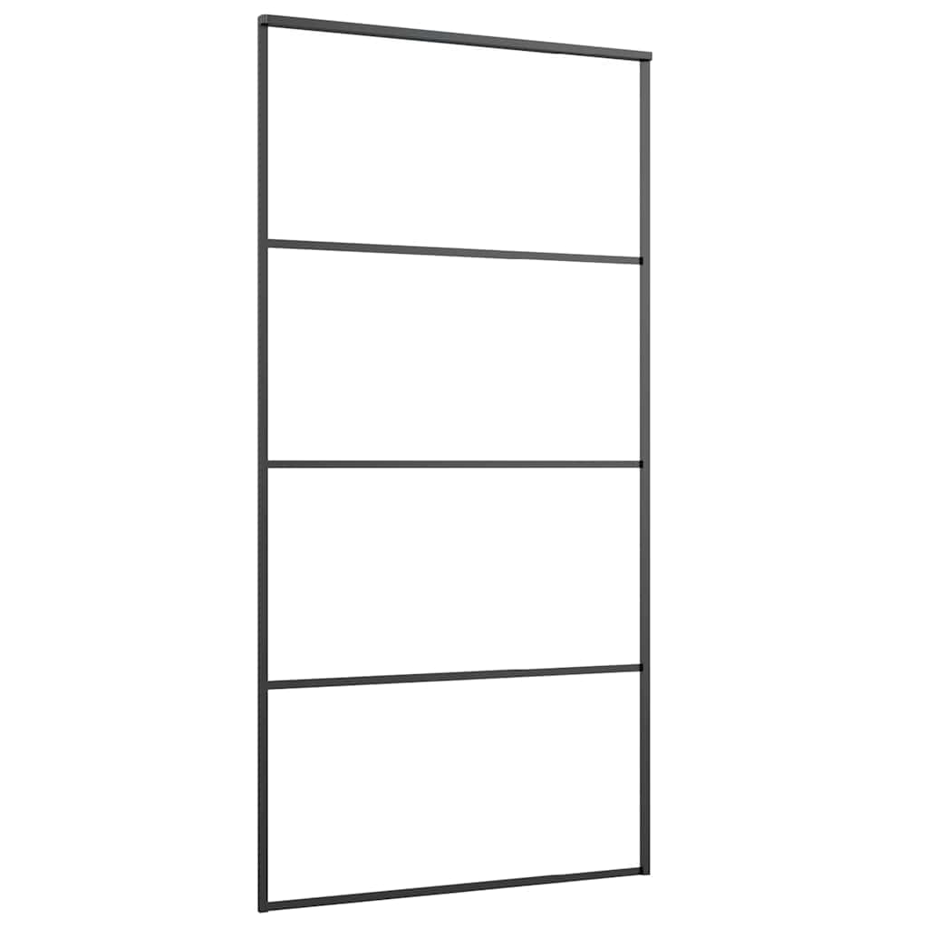 Schiebetür mit Beschlag Schwarz 76x205 cm ESG-Glas