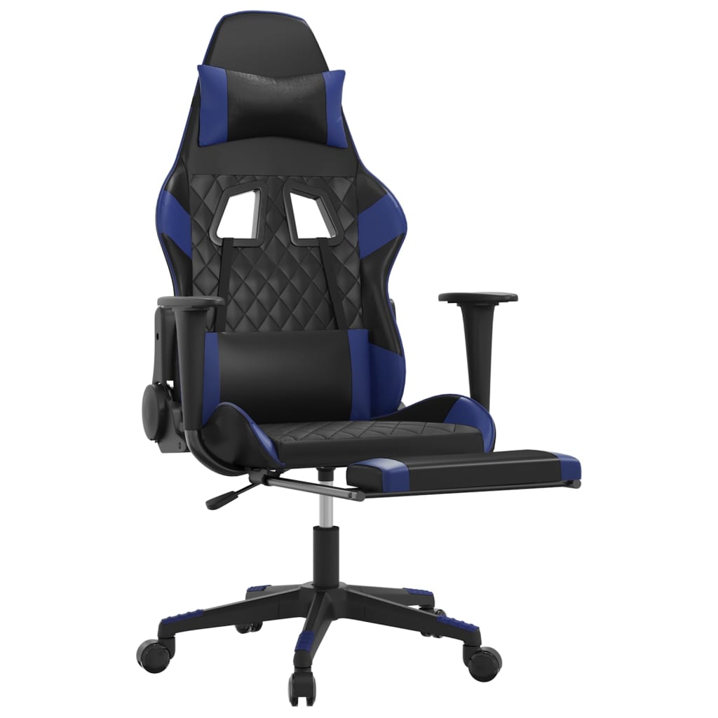 Gaming-Stuhl mit Massagefunktion Schwarz und Blau Kunstleder