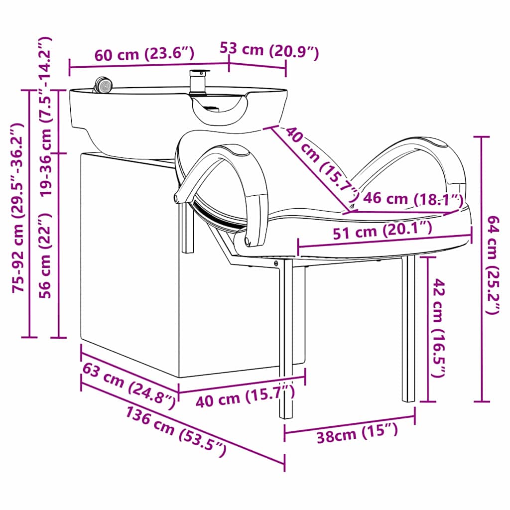 Shampoo Stuhl Schwarz 136 x 60 x 92 cm PVC