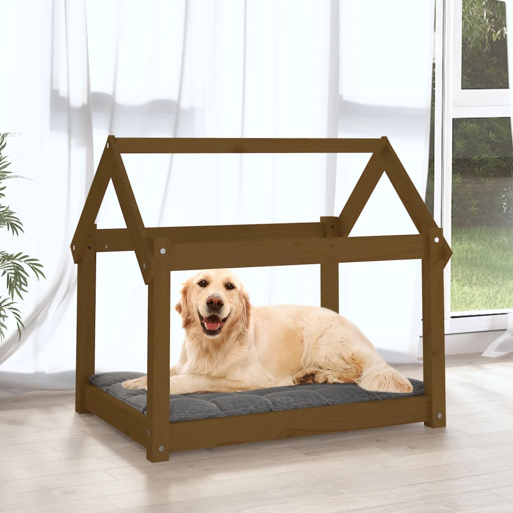 Hundebett Grau 61x50x70 cm Massivholz Kiefer