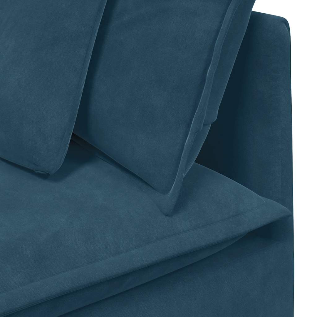 Modulares Sofa Endmodul mit Armlehne Kissen Blau 100 cm