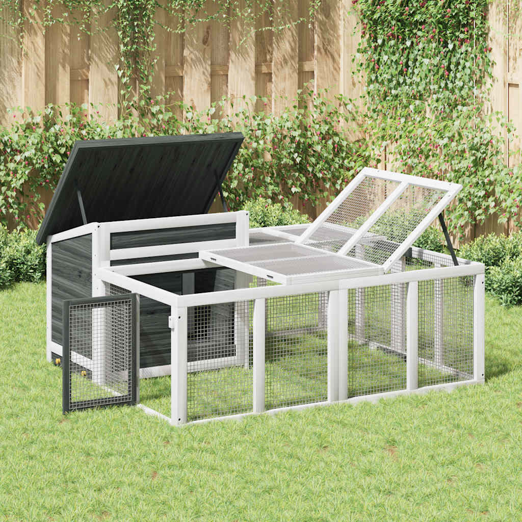 Kaninchenstall Mokka 144x123x67,5 cm Massivholz Kiefer