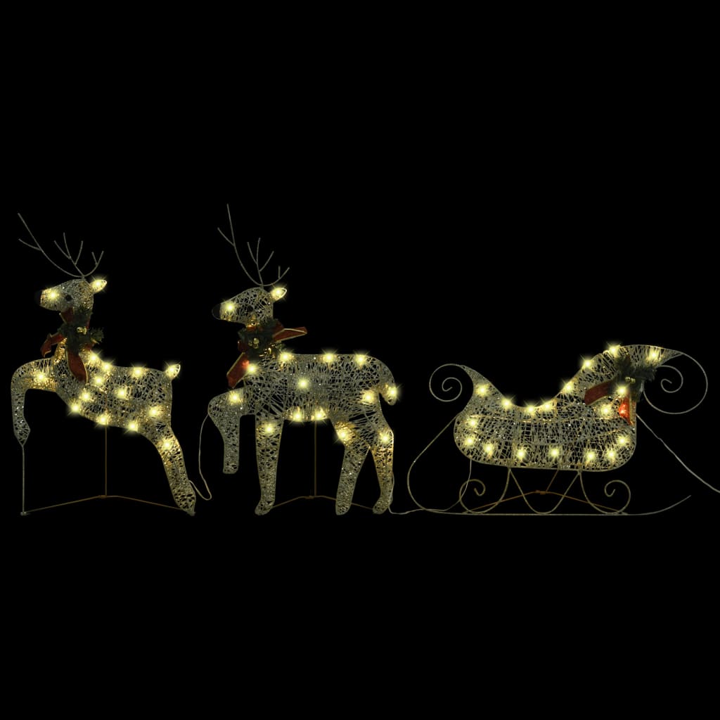 Weihnachtsdeko Rentier & Schlitten 60 LEDs Outdoor Golden