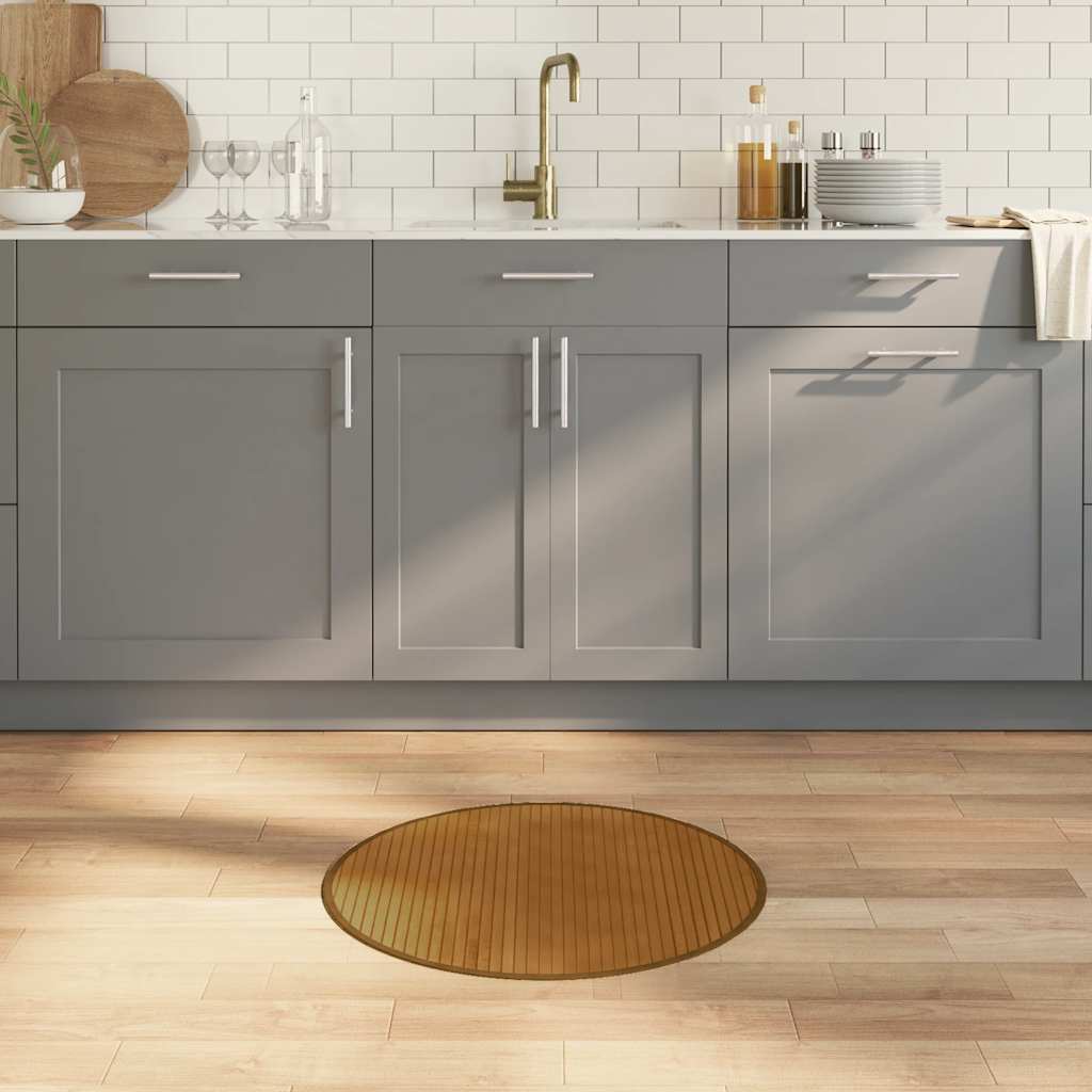 Teppich Rund Schwarz 60 cm Bambus