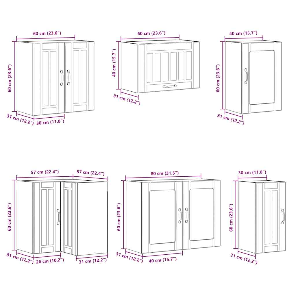 11-tlg. Küchenschrank-Set Lucca Weiß Holzwerkstoff