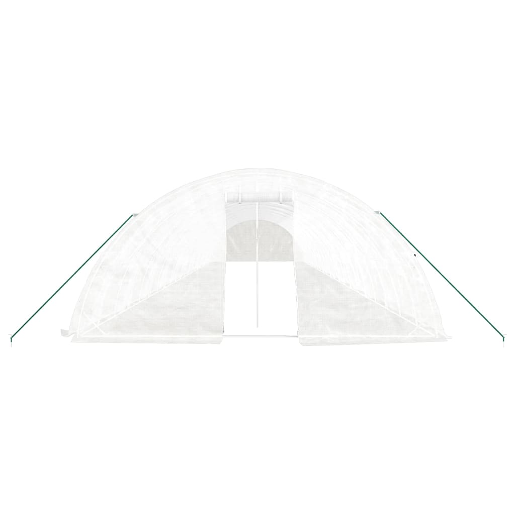 Gewächshaus mit Stahlrahmen Weiß 40 m² 8x5x2,3 m