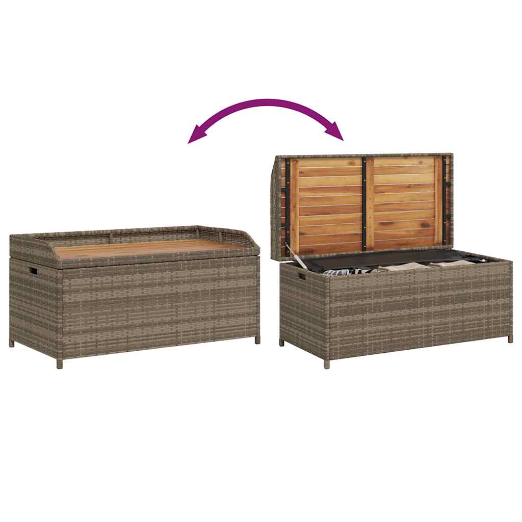 Bank mit Stauraum Schwarz 100x50x52 cm Poly Rattan Akazienholz