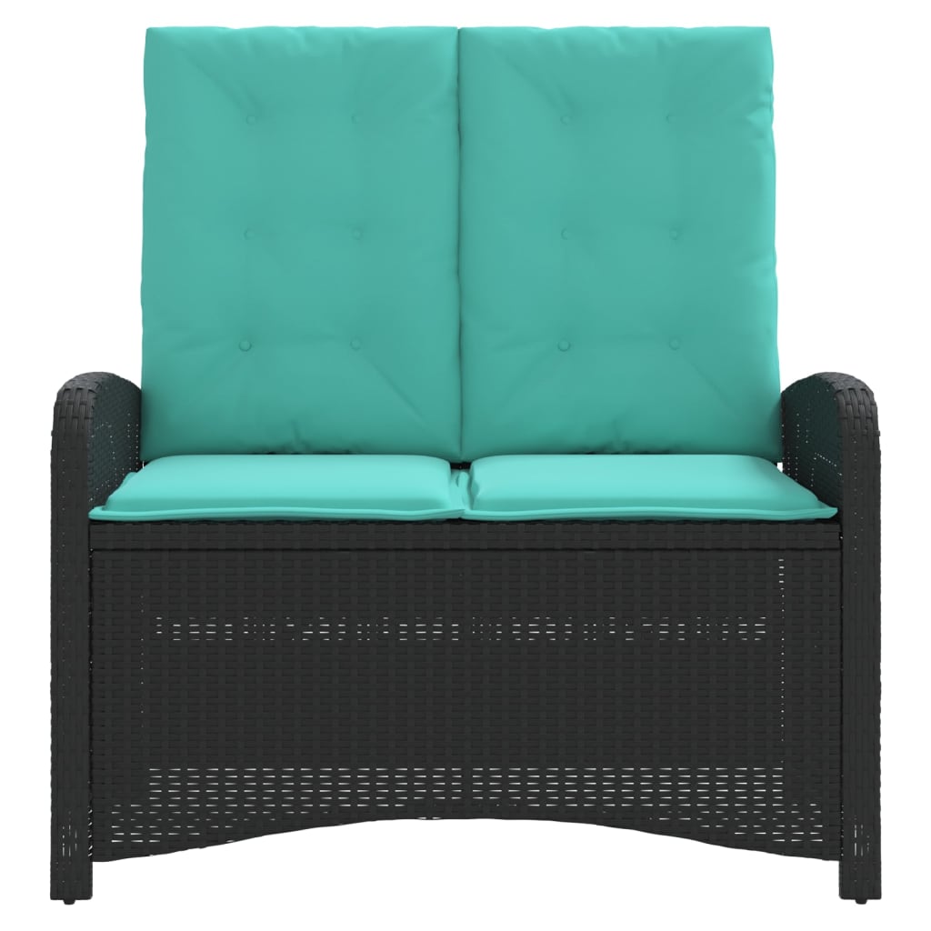 Gartenbank Verstellbar mit Kissen Braun Poly Rattan