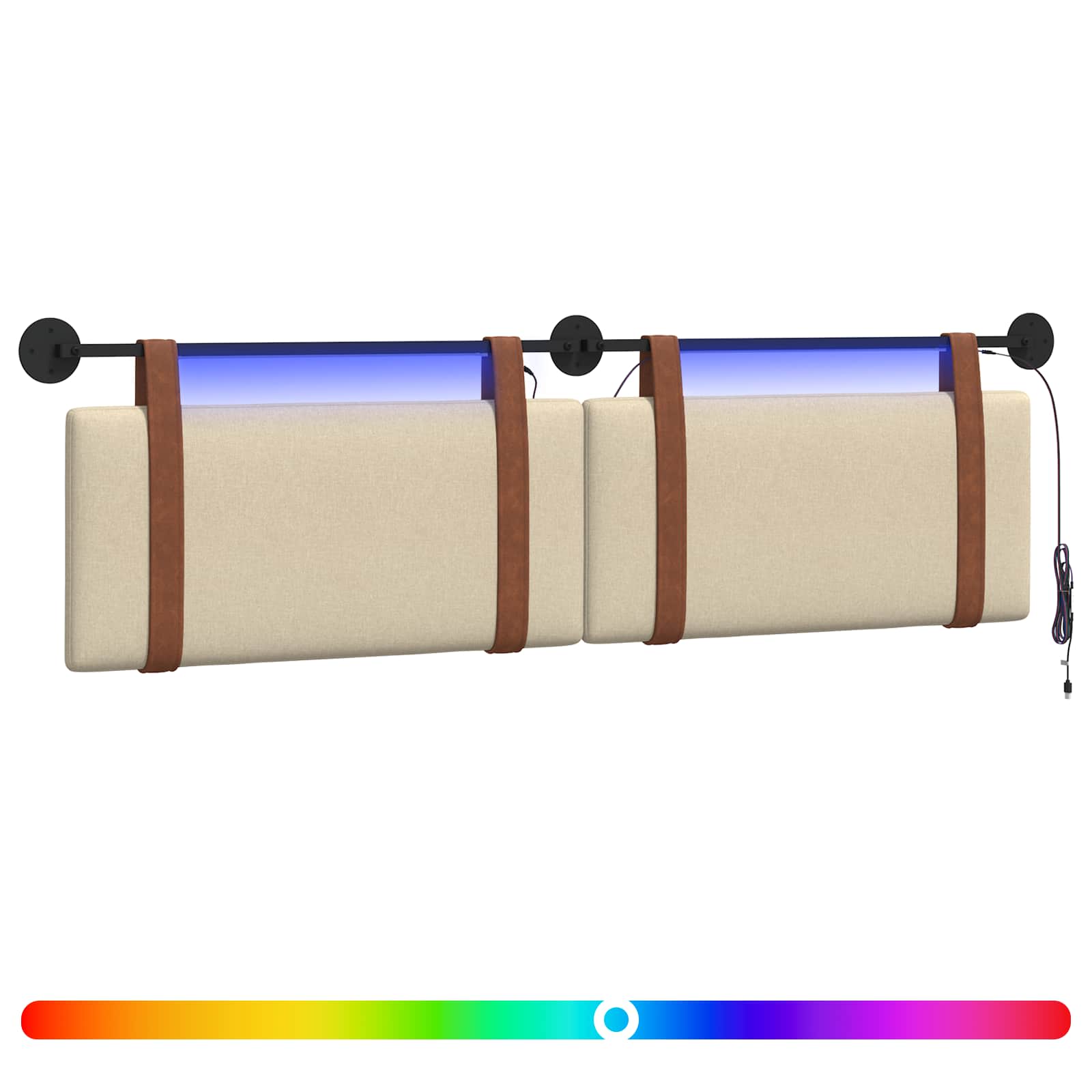 Hängendes Kopfteil Mit LED Licht Wolkengrau Antikes PU