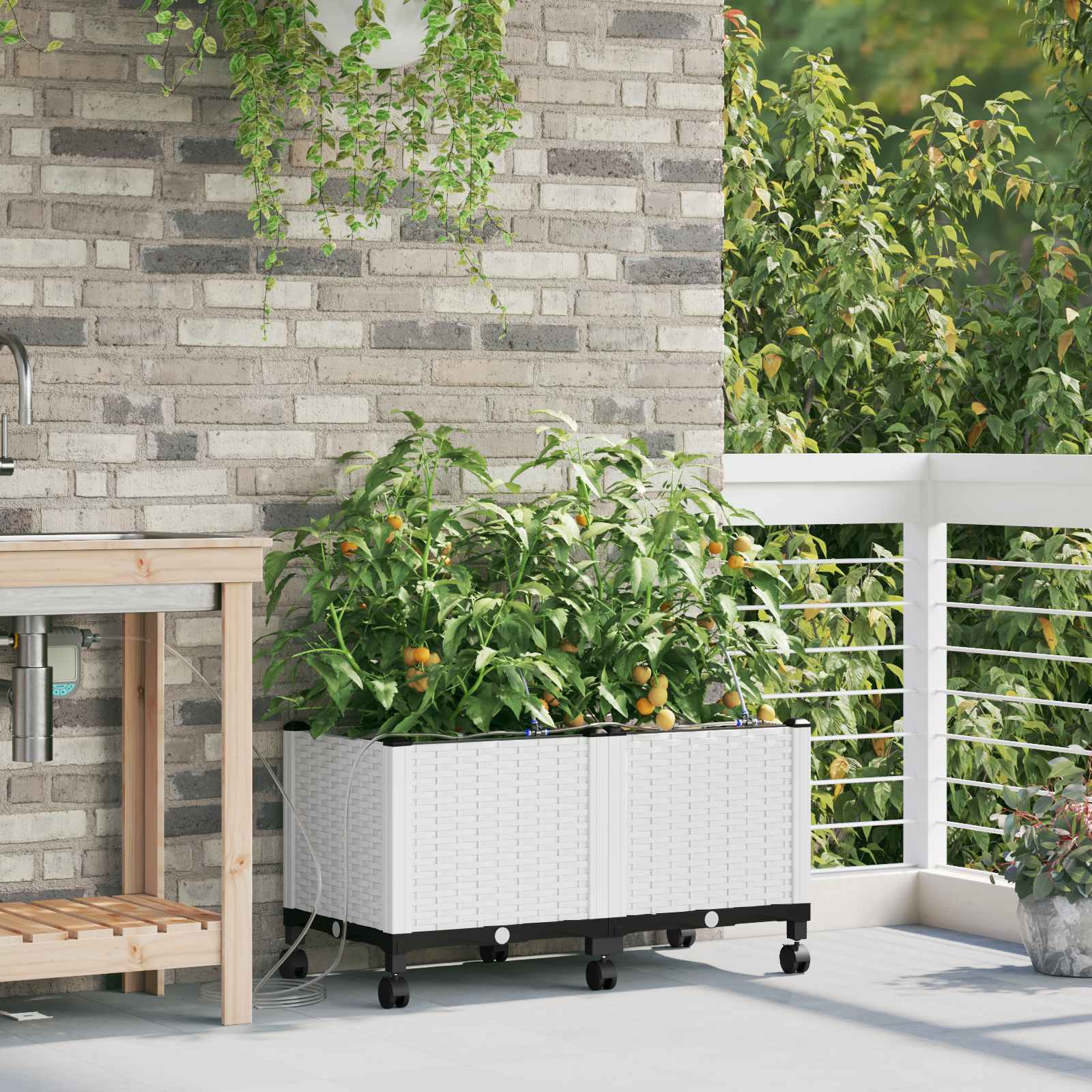 Garten-Pflanzgefäß 4 Stk. Braun 160 x 40 x 22 cm PP