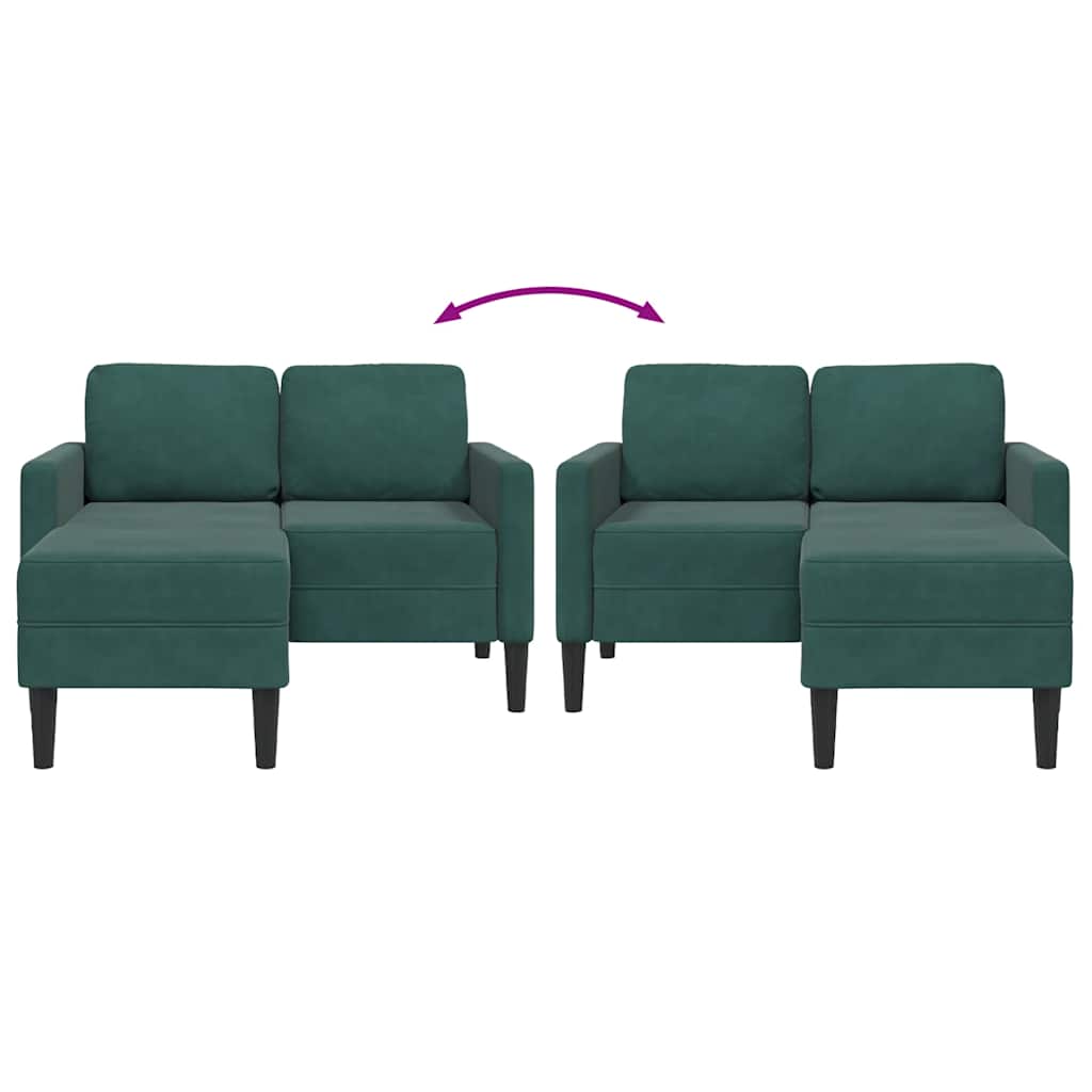 2-Sitzer-Sofa mit Chaiselongue L-Form Blau 125 cm Samt