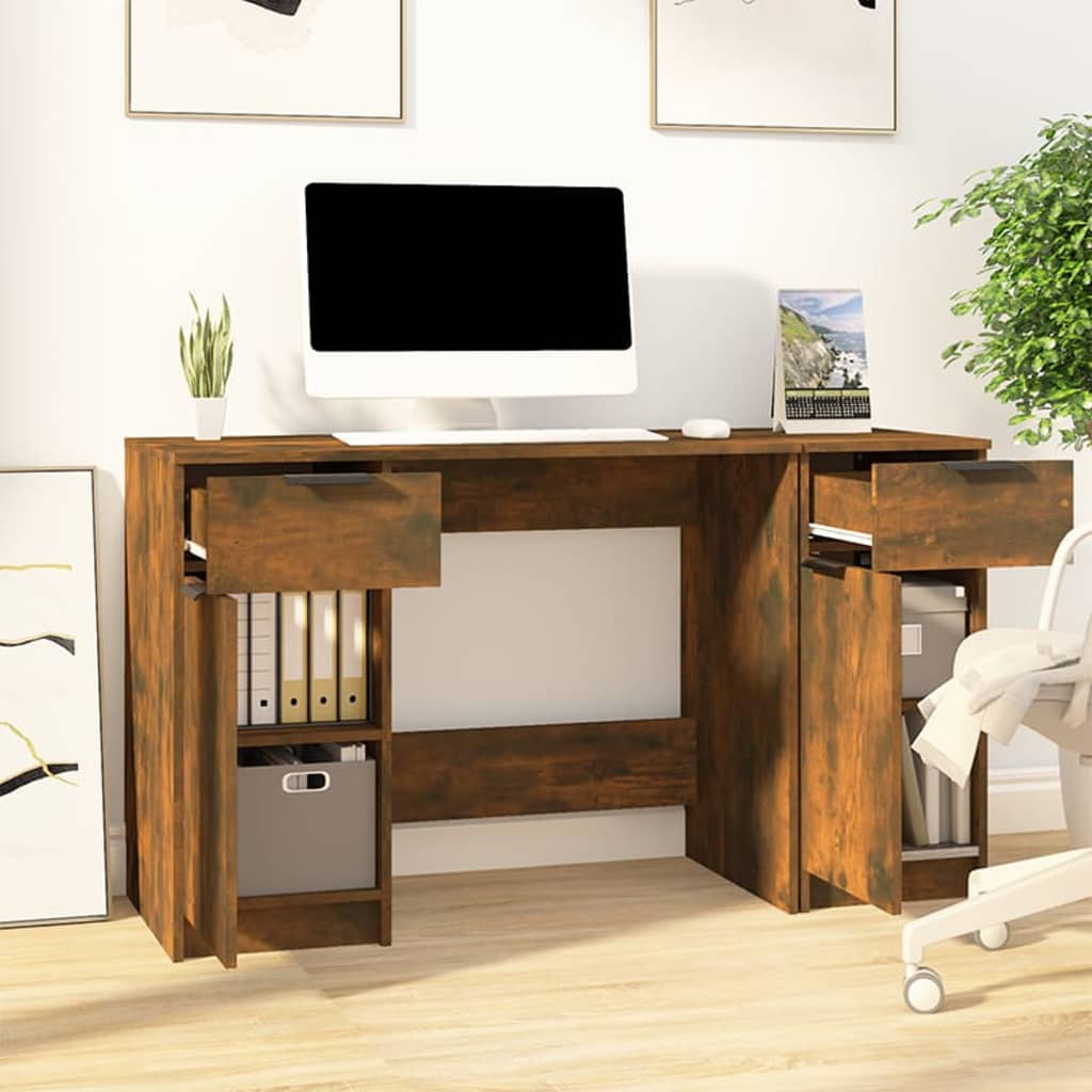 Schreibtisch mit Beistellschrank Weiß Holzwerkstoff
