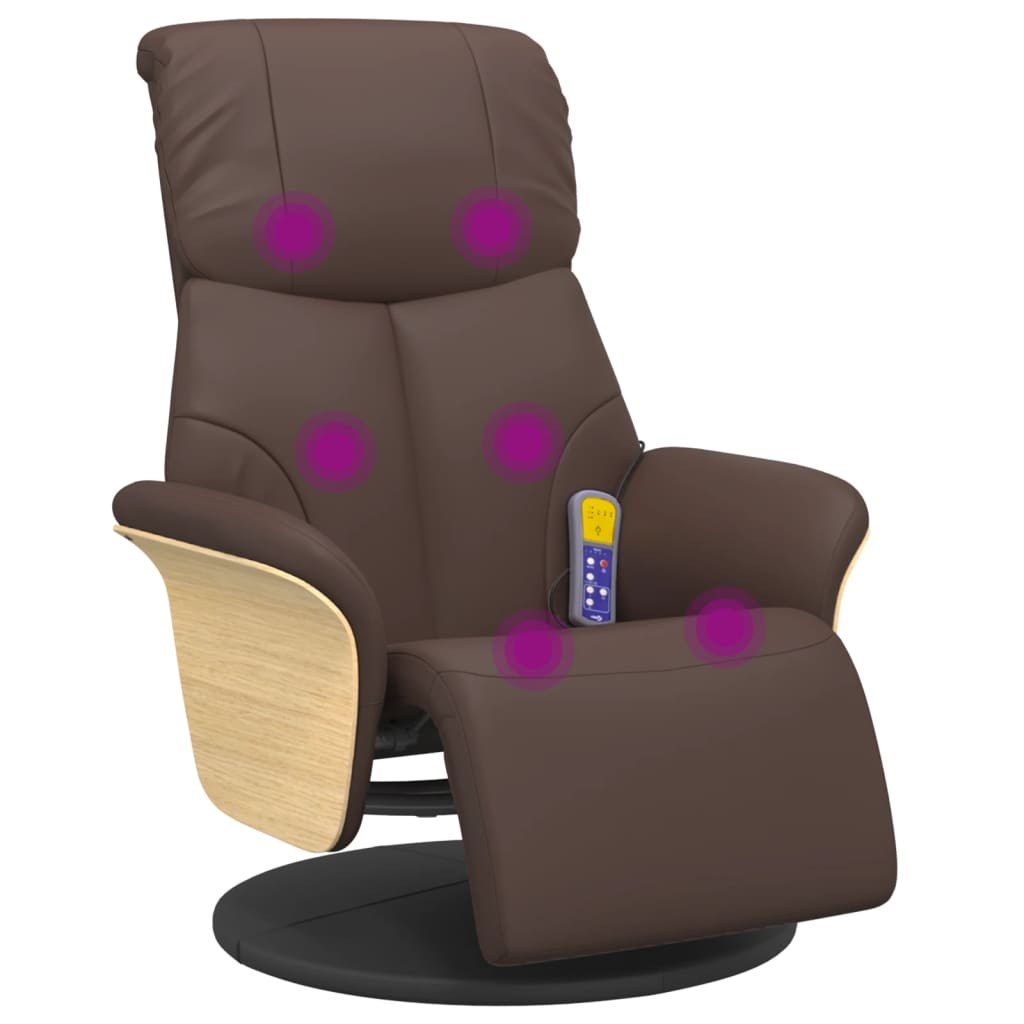 Massagesessel mit Fußteil Creme Kunstleder
