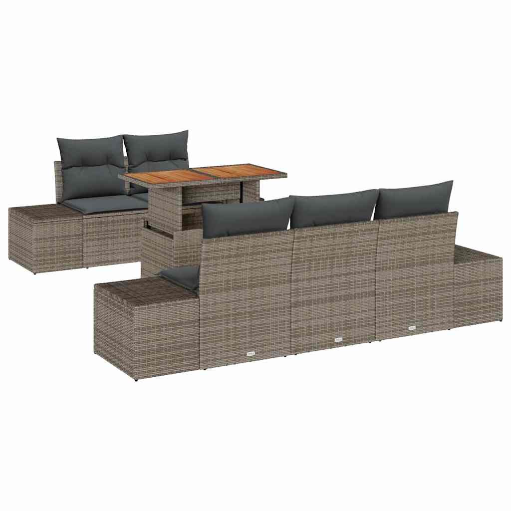 Garten Essgruppe mit Kissen 6 pcs Schwarz und Creme