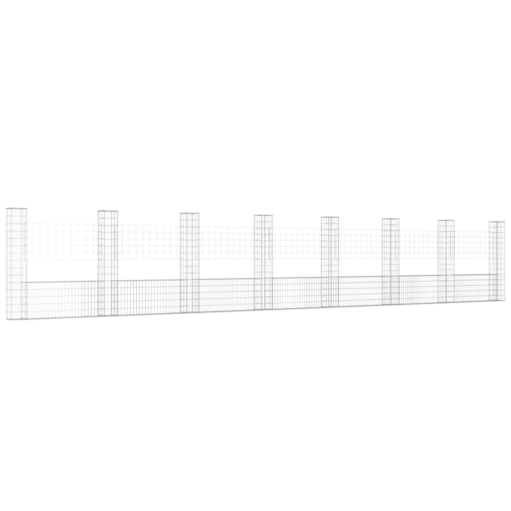Gabionenkorb U-Form mit 2 Säulen Eisen 140x20x150 cm