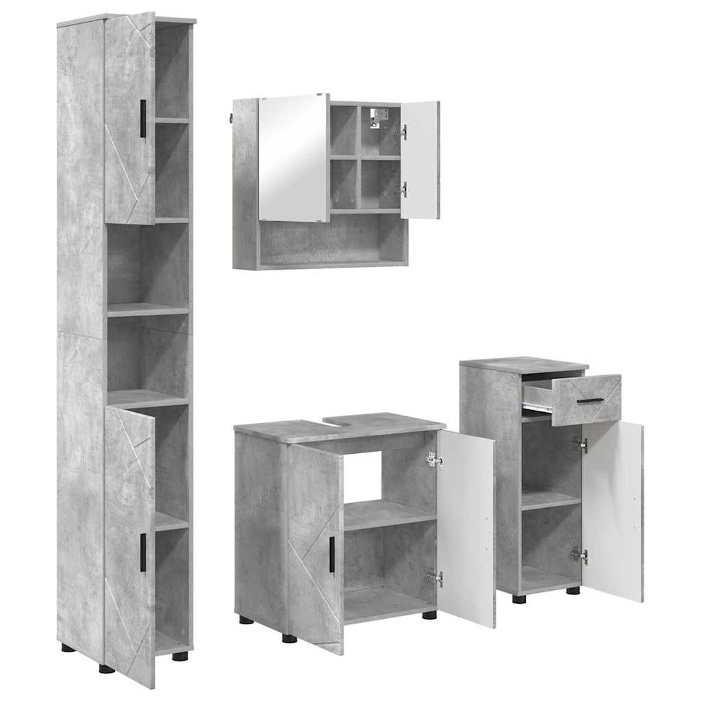Badezimmermöbel-Set mit Tür 4 pcs Weiß Holzwerkstoff & Metall