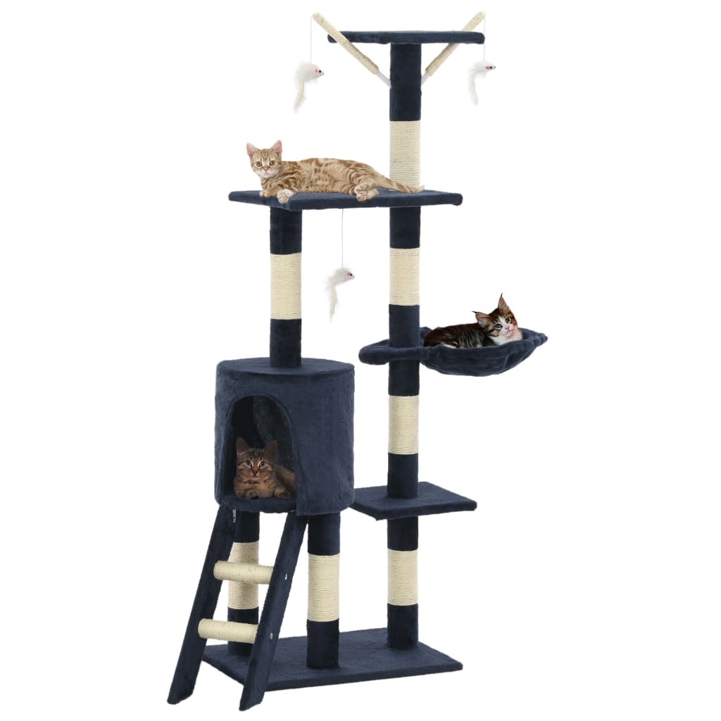 Katzen-Kratzbaum mit Sisal-Säulen 138 cm Grau