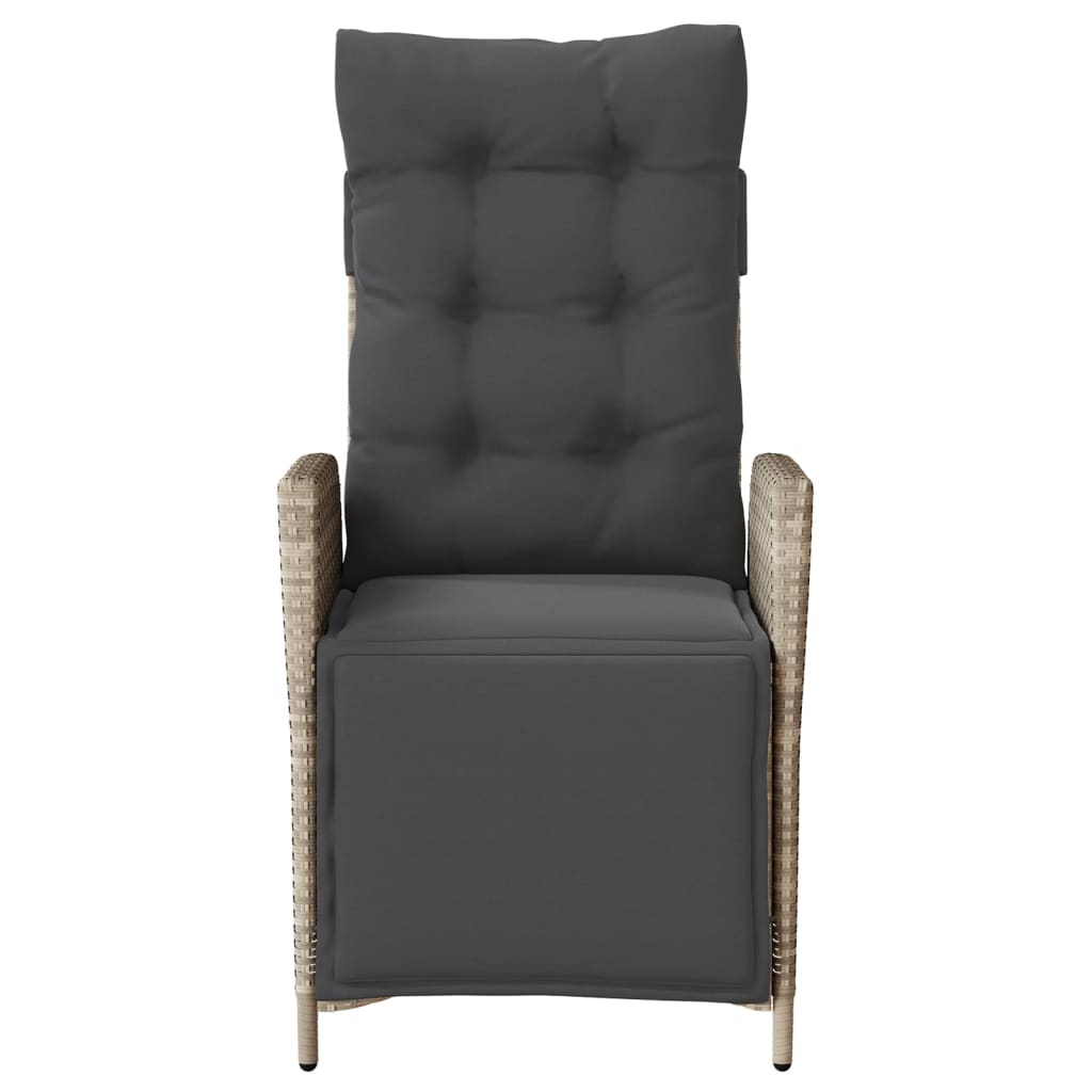 Gartensessel Verstellbar mit Kissen Schwarz Poly Rattan