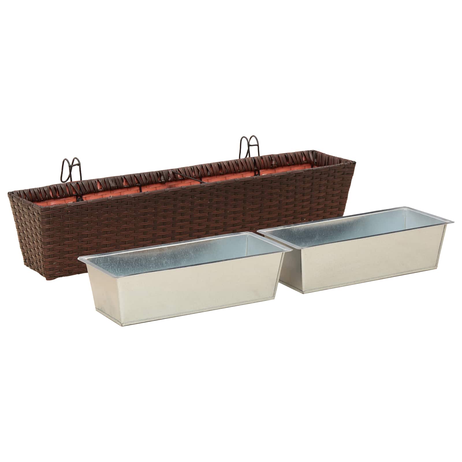 Balkon 2 pcs Schwarz 50 x 17 x 17 cm Metall