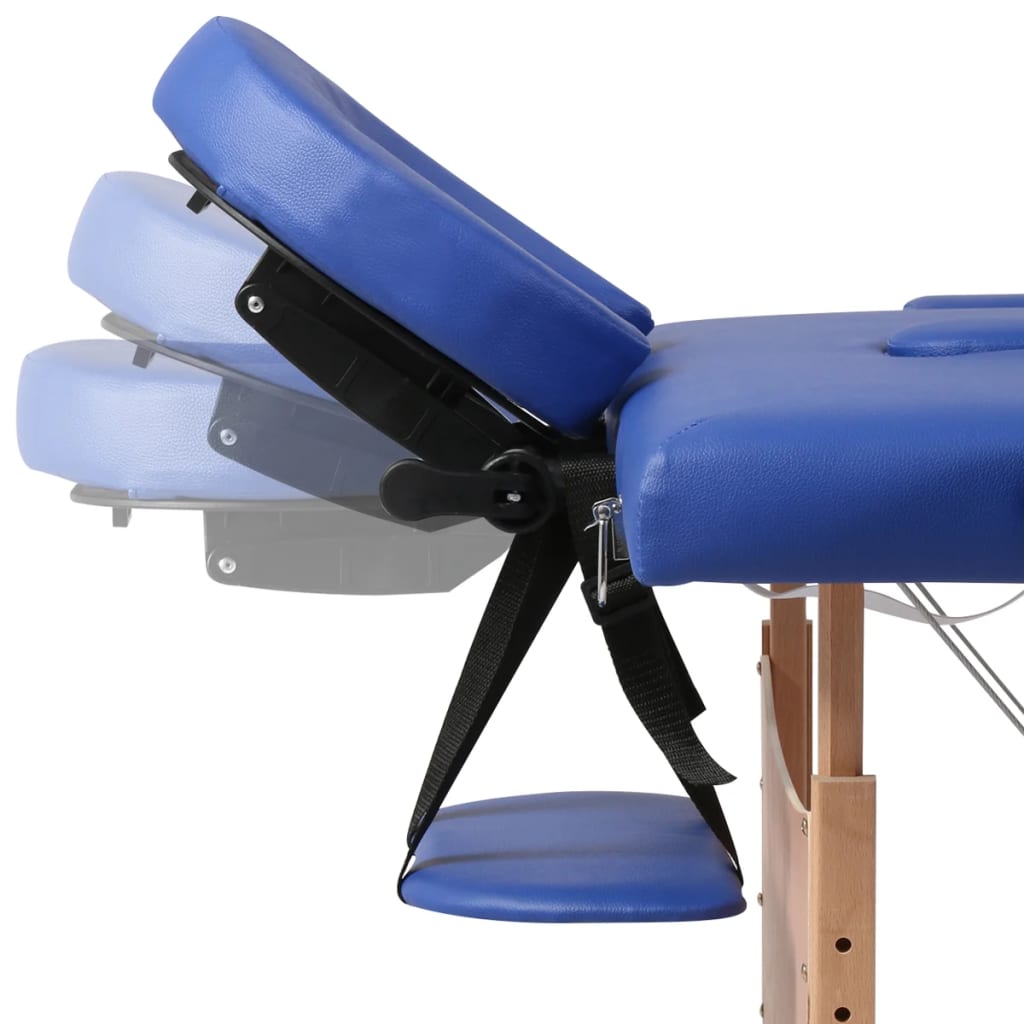 Massageliege Klappbar 3-Zonen mit Holzgestell Schwarz