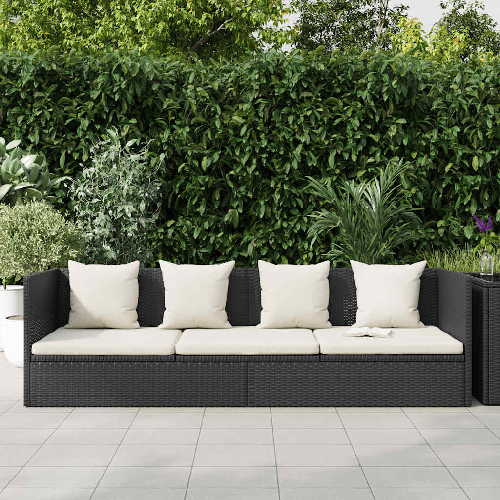 Garten-Sofabett 200x60 cm Poly Rattan Grau