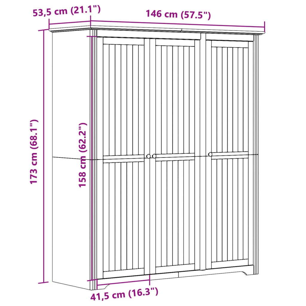Kleiderschrank BODO Honigbraun 53,5 x 99 x 173 cm Holzwerkstoff