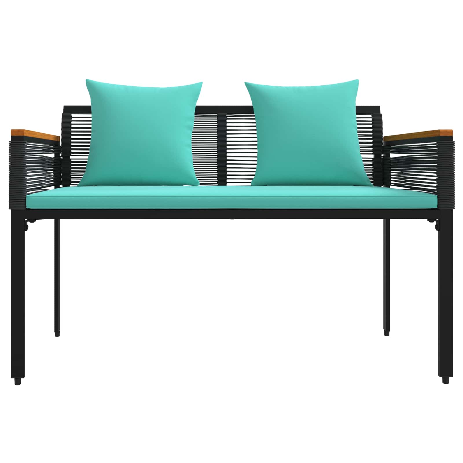 Bank Outdoor mit Kissen Schwarz 117 x 54 x 74,5 cm Poly-Rattan