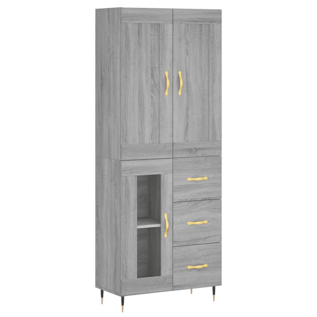 Highboard Betongrau 69,5x34x180 cm Holzwerkstoff