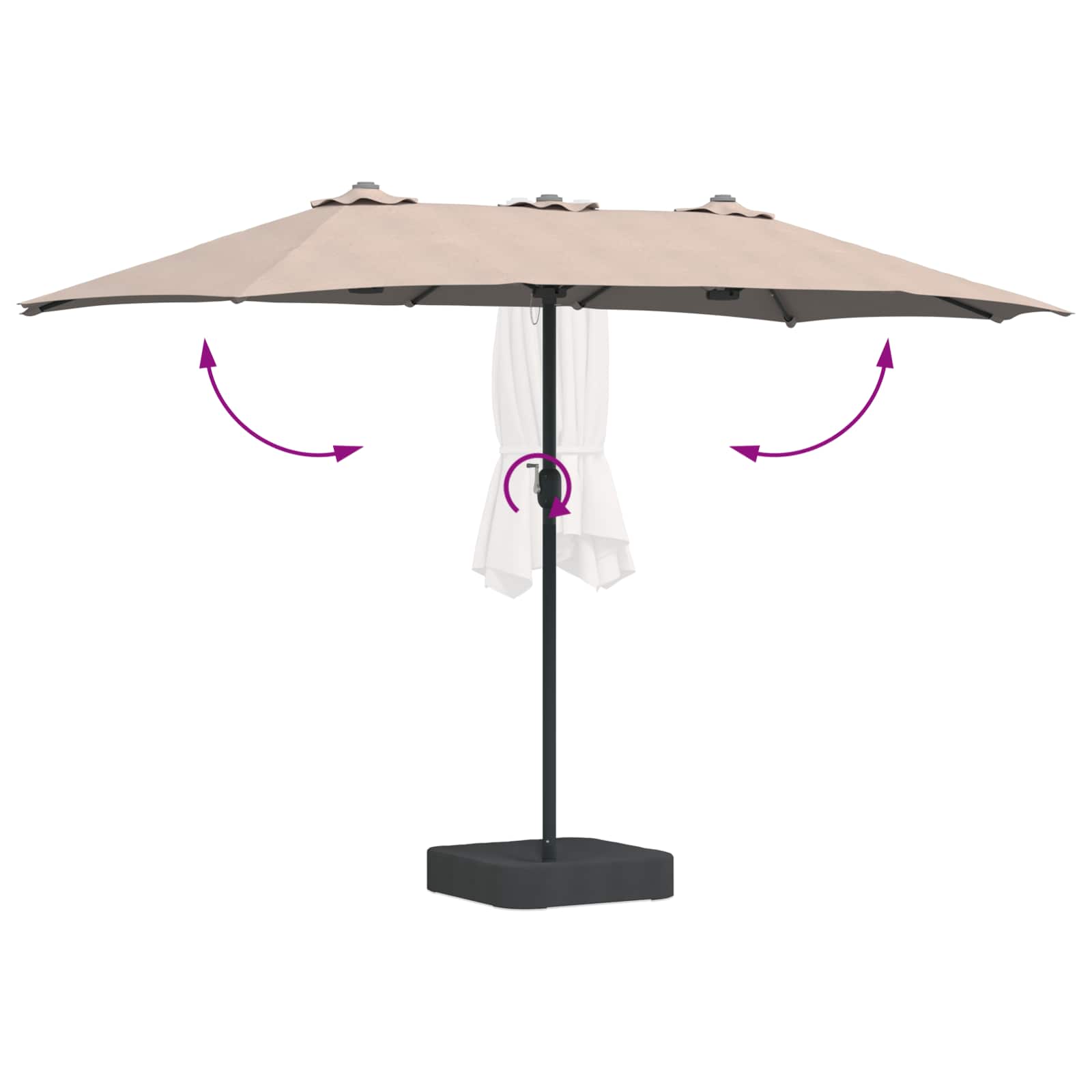 Garten-Sonnenschirm Sand und Anthrazit 385 x 209 x 244 cm