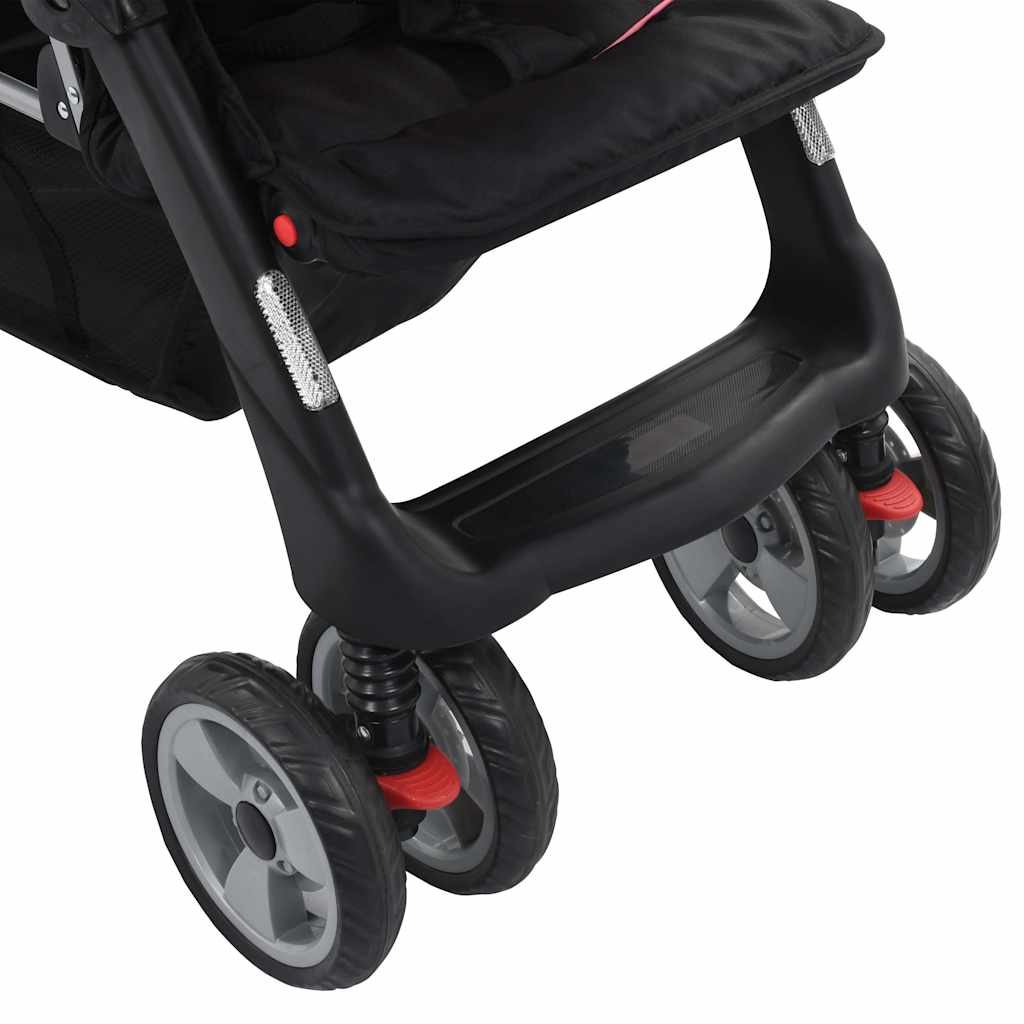 Tandem-Kinderwagen Stahl Rot und Schwarz