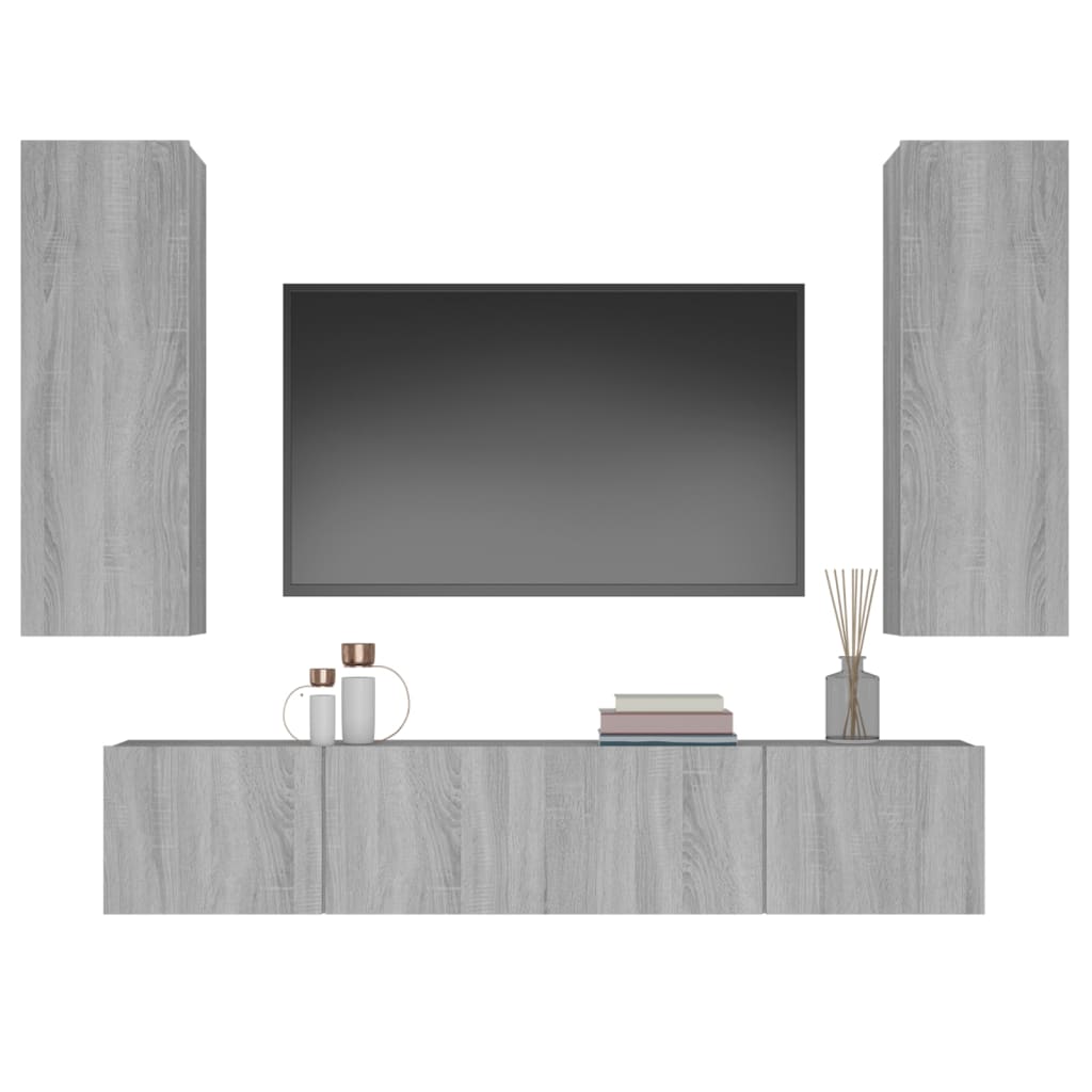 4-tlg. TV-Schrank-Set Weiß Holzwerkstoff