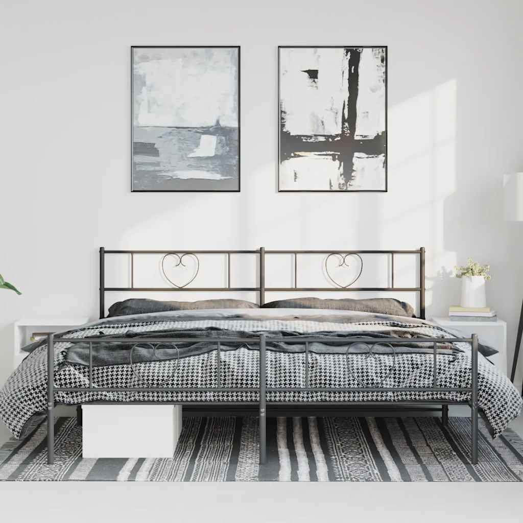 Bettgestell mit Kopfteil Metall Schwarz 100x190 cm