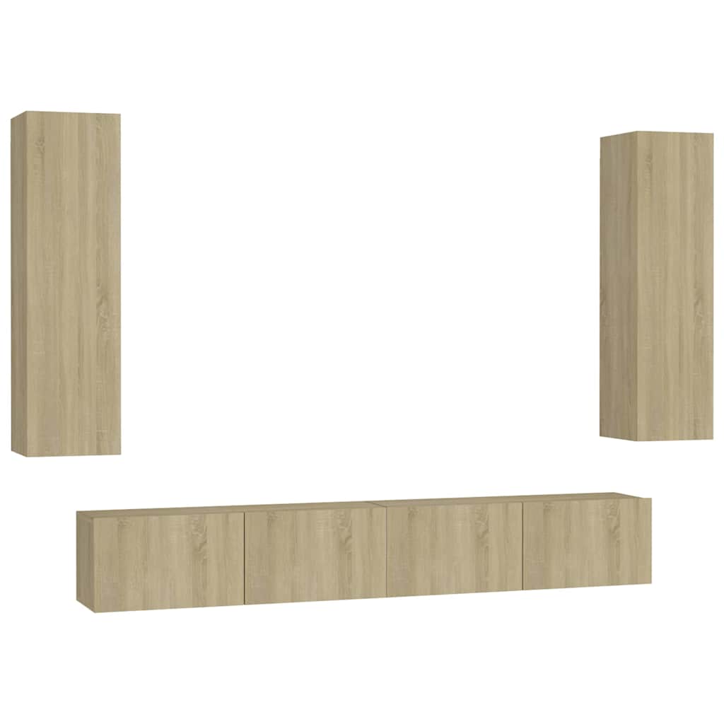 4-tlg. TV-Schrank-Set Weiß Holzwerkstoff