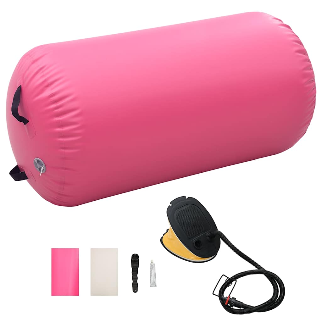 Aufblasbare Gymnastik-Rolle mit Pumpe 100x60 cm PVC Rosa
