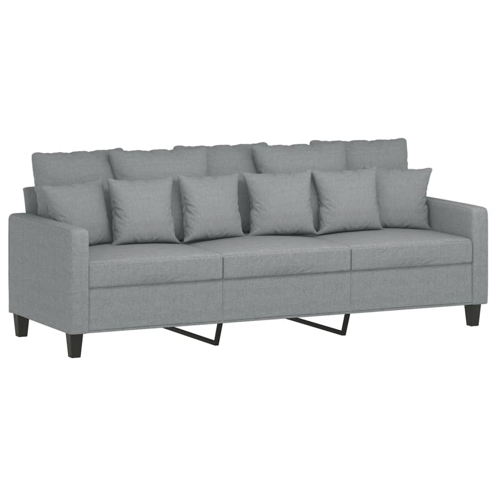 2-tlg. Sofagarnitur mit Kissen Braun Stoff