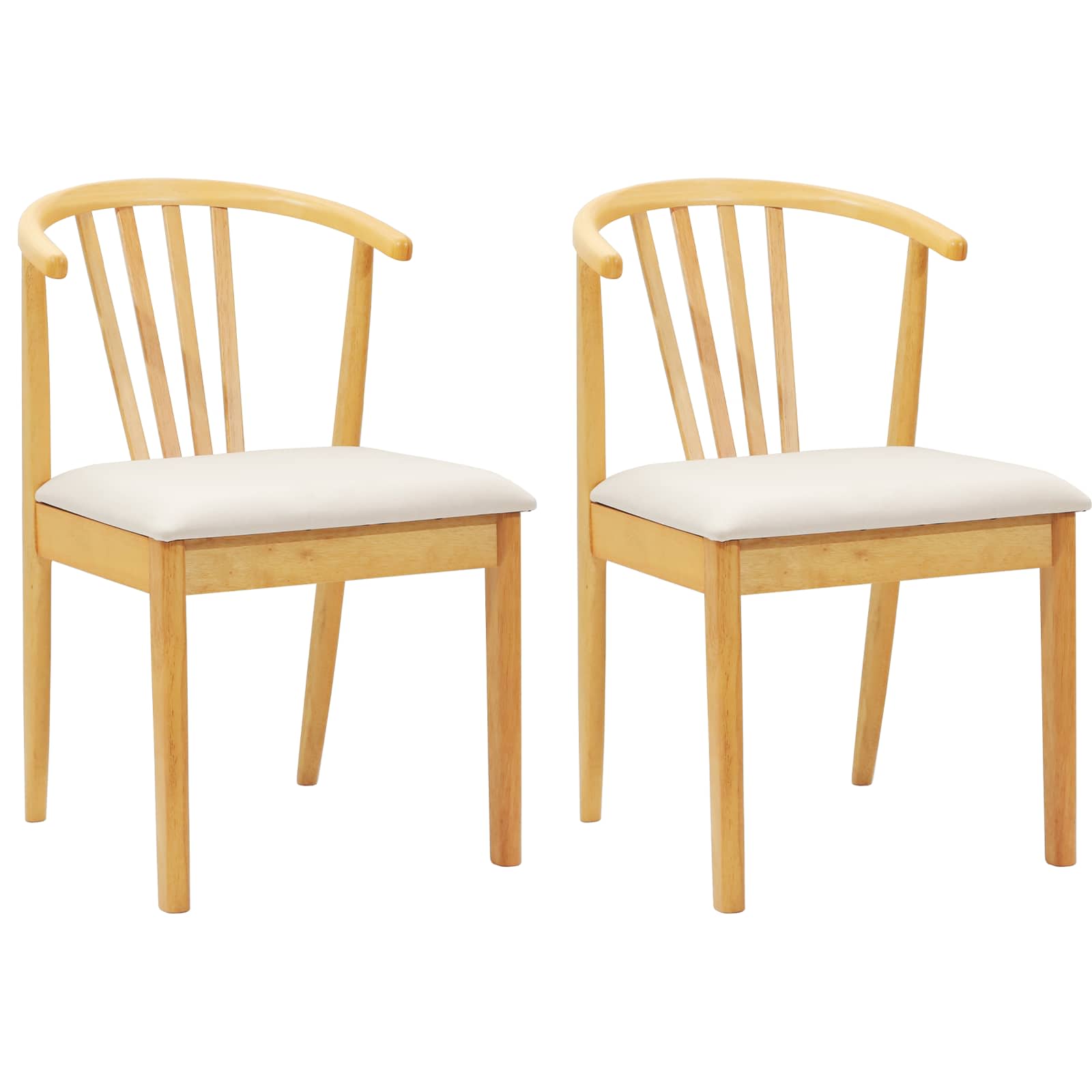 Esszimmerstuhl 2 pcs Hellbraun und hell Solides Gummiholz