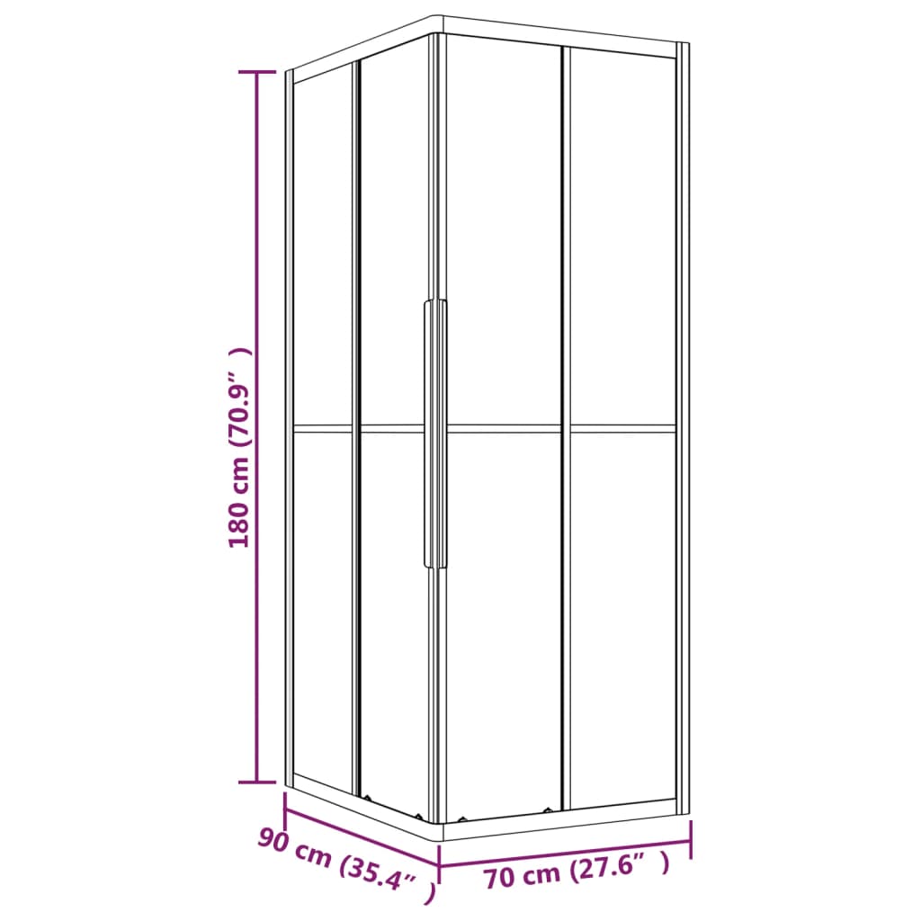 Duschkabine ESG 90x70x180 cm