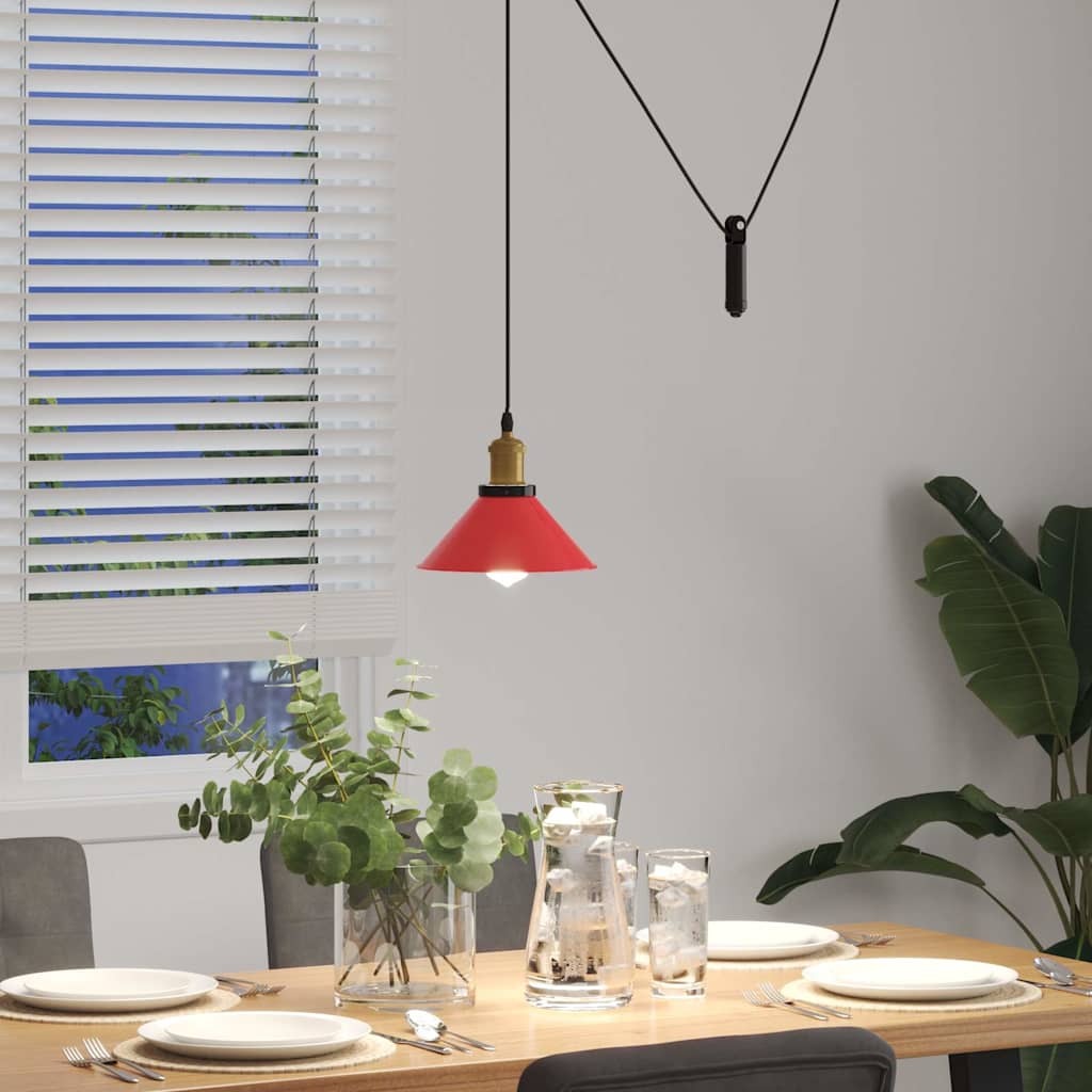 Pendelleuchte Höhenverstellbar E27 Schwarz Glänzend Ø 22 cm