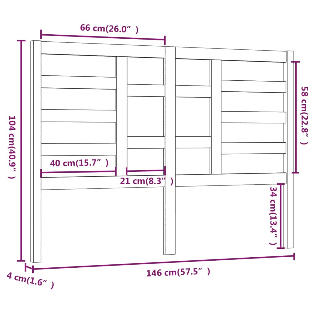 Bett-Kopfteil Grau 81x4x104 cm Massivholz Kiefer