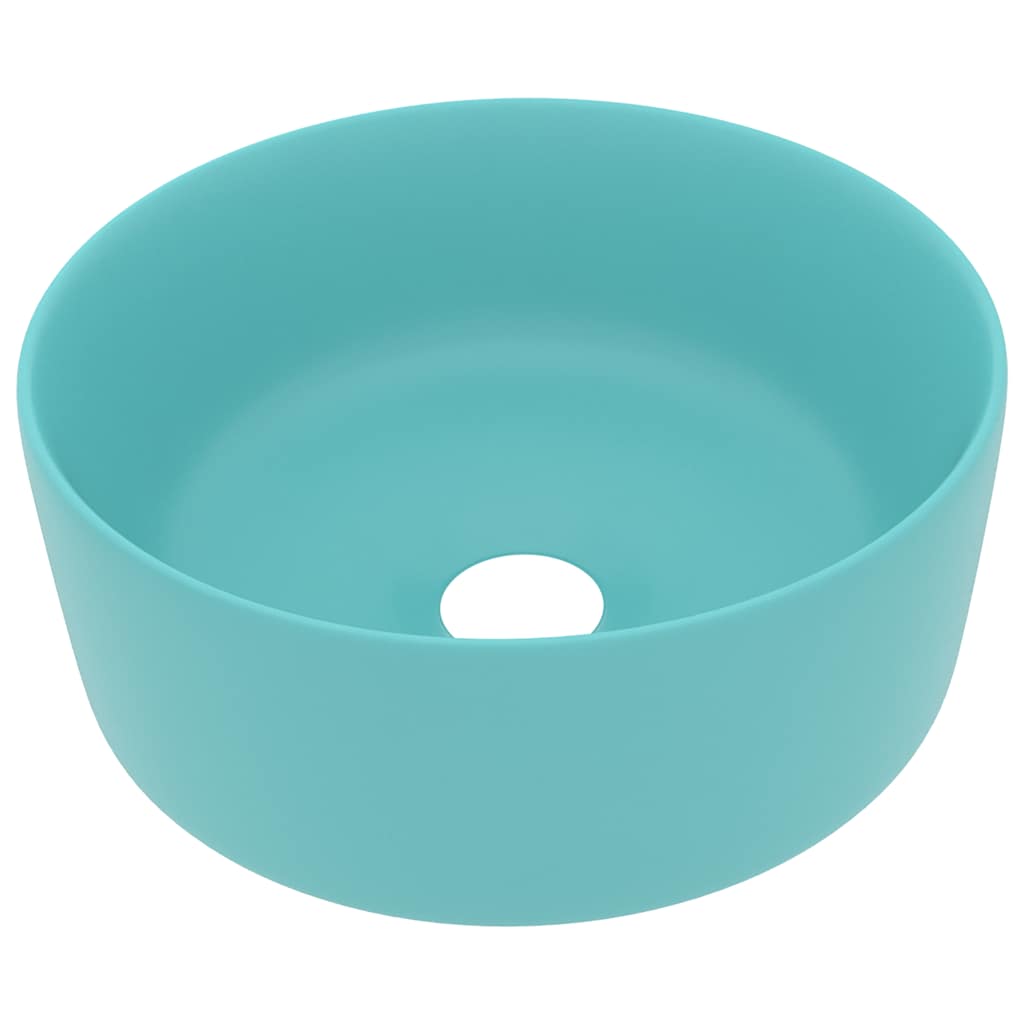 Luxuriöses Waschbecken Rund Matt Weiß 40x15 cm Keramik