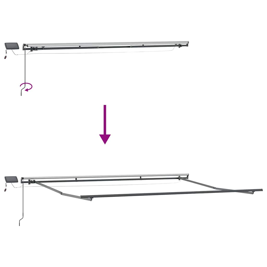 Markise Manuell Einziehbar mit LED 300x250 cm Blau und Weiß