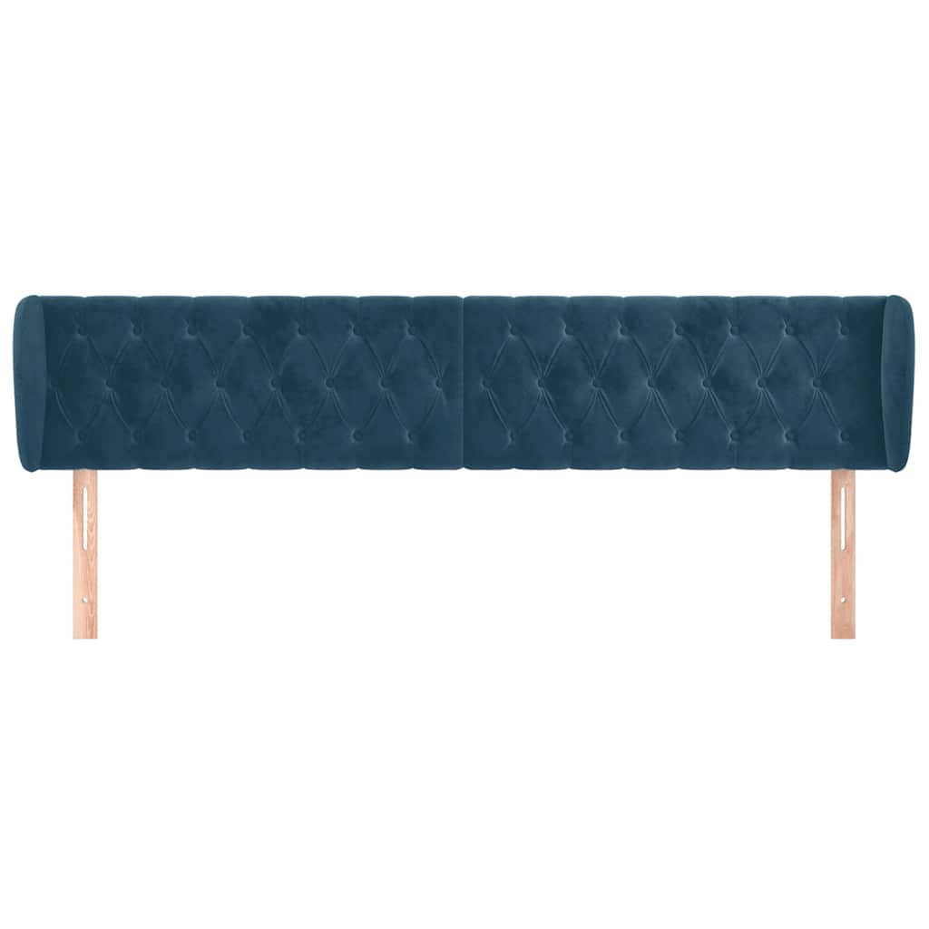 Kopfteil mit Ohren Dunkelblau 93x23x78/88 cm Samt