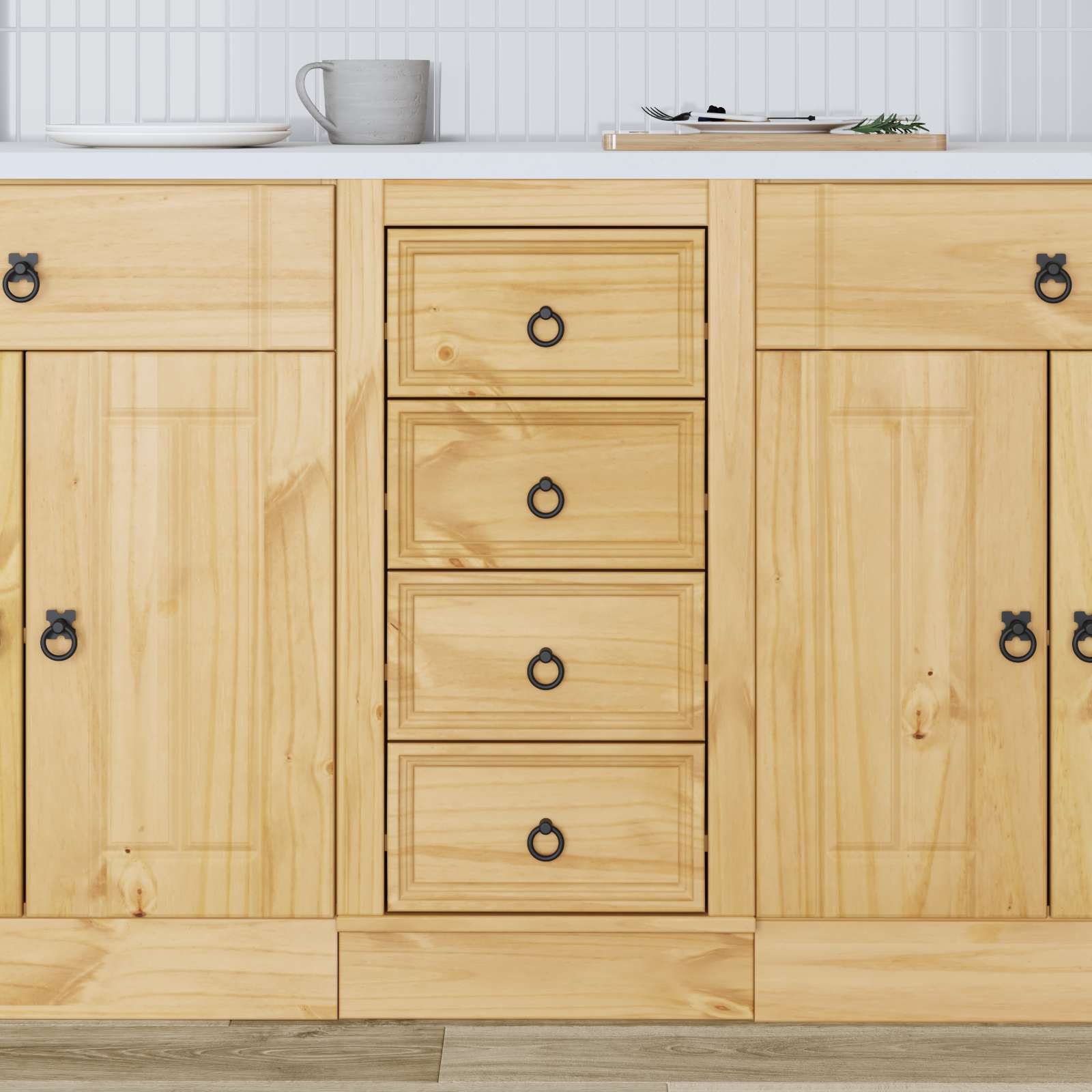 Schrank SKI Honigbraun 60 x 46 x 81,5 cm Massives Kiefernholz
