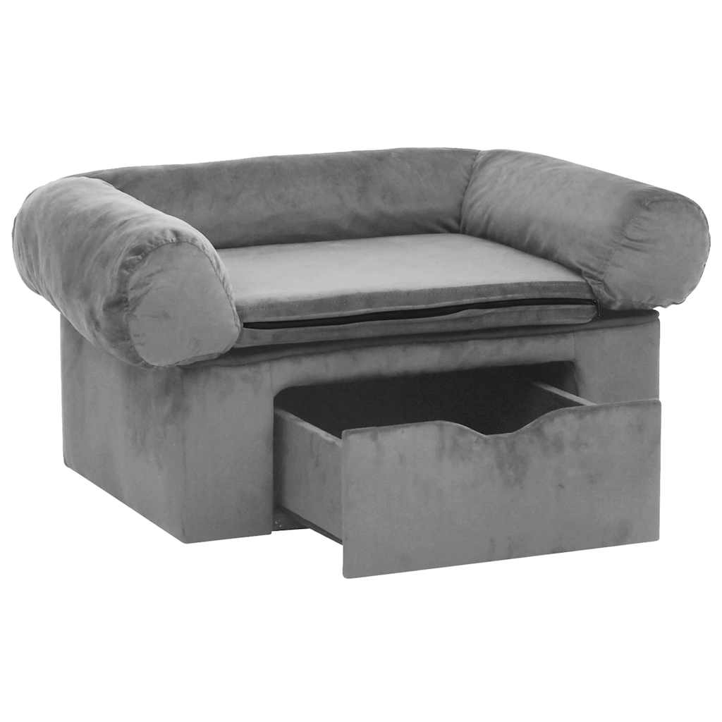 Hundesofa mit Schublade Dunkelgrau 75x50x38 cm Plüsch